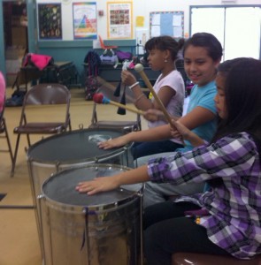 Students playing the big drums!