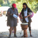 Campers Looking at Schedule, Born To Drum 2018 