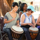 Campers on Djembe Looking Down, Born To Drum 2018